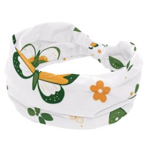 Bandeau large pour femme, motif papillon et fleur vert, bandeau tendance pour femme, bandeau nou&eacute; torsad&eacute;, bandeau &eacute;lastique doux, accessoires pour cheveux (Galens, neuf)