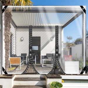 ZHJSHOU Bâche Transparente avec Oeillets 2.4x3.1m Baches Imperméables pour Exterieur,0.35mm Personnalisable Bache de Protection Pergola Terrasse,Bache de Serre Bâche avec 2 Fermeture Eclair (ZHJSHOU, neuf)
