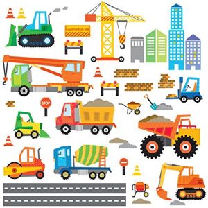 DECOWALL DW-1612 Site de Construction Voitures Autocollants Muraux Mural Stickers Chambre Enfants Garderie Salon wall adhsif maison dcalcomanies (FR DECOWALL, neuf)