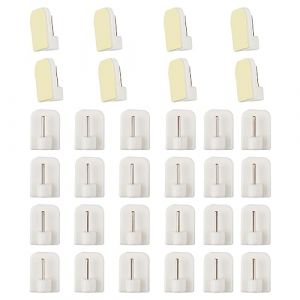 BANJILI 30 Crochets Rideaux Autocollants sans Percage &ndash; Support Tringle Adh&eacute;sif pour Barre &agrave; Rideau &ndash; Accroche Rideau Solide pour Cuisine, Salle de Bain（30 Pcs） (BANJILI FR, neuf)