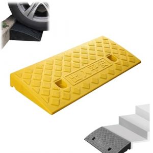 en Caoutchouc De Trottoir, Rampe De Seuil pour Marche Hauteur 5-11 Cm, Rampe De Bordure pour Trottoirs, Voitures, Camions, Accès, Vélos, Motos, Chiens, Fauteuils Roulants (Jaune, 50CM*22CM*5CM) (xinmiaoshangdian, neuf)