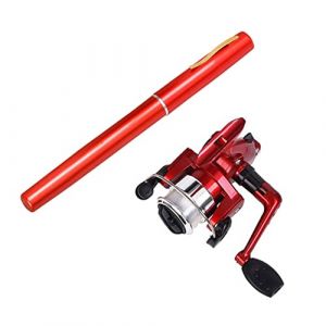 Stylo Canne &agrave; P&ecirc;che avec Moulinet Mini Poteau Rotatif Roue de P&ecirc;che pour Accessoires de P&ecirc;che en Plein Air Rouge 2PCS Hiver Canne &agrave; P&ecirc;che en Plein Air Accessoires de P&ecirc;che Roue Rotative Portable (XUANENXIANBAIGUAIQICAIBAIHUOLINGSHOUYOUXIANGONGSI, neuf)