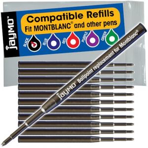 Jaymo - 12 recharges noires pour stylo bille Montblanc 116190-98 mm de long (Cottage Mills UK, neuf)