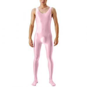 Combinaison de compression pour homme - Effet mouillé - T-shirt de compression Rashguard - Manches longues - En latex - Avec pantalon de compression - Pour le fitness, la gym, le yoga, T rose., M (SDFKLJV, neuf)