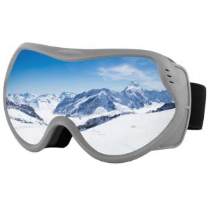 SPEEDEVE Lunettes de Ski Masques Snowboard OTG r&eacute;glables Anti-UV Antibu&eacute;e Compatible avec Casque pour Homme Femme pour le snowboard, l'alpinisme, la motoneige,Gris/Argent (VLT18%) (Hejin, neuf)