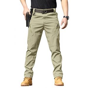 Onsoyours Pantalon Cargo Homme Multipoches Zippé Mince Pantalon Combat Pantalon de Travail Imperméable Pantalon Militaire Tactique pour Casual Activités en Plein Air B Kaki XXL (Dear Shall Good Inc., neuf)