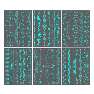 JIEBWCHA Autocollants Fluorescents - 6 Pièces Autocollants Étoiles Imperméables Pour | Art Corporel Pour Halloween Mariage Cosplay Carnaval Adulte Anniversaire Plage Fête Main Cou (nichun, neuf)