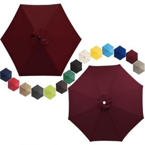 Auvent de Remplacement pour Parasol de Terrasse de 3.0m/2.7m/2.30m/2.0m, 6 Baleines/8 Baleines Housse de Rechange pour Parasol D'extérieur, Toile de Parasol Déporté, Imperméable(Vin rouge,3.0m/8 Arms) (LYLSD, neuf)