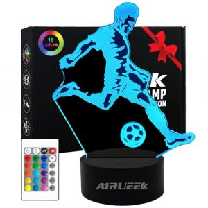 AIRUEEK Cadeau Foot Garcon Enfants,Veilleuse Foot Enfant 3D Lampe 16 Couleurs Changeantes Avec Télécommande, Decoration Chambre Anniversaire Surprise Cadeau Garcon 7.8.9.10-12 Ans (AirueekDirect, neuf)