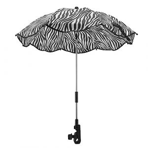 14 Pouces Ombrelle pour Poussette, Parasol Universel pour Poussette avec Pince Parasol R&eacute;glable pour Poussette avec Protection UV Parasol pour Poussette, Couffin, Fauteuil Roulant (Rayure z&eacute;br&eacute;e) (Luqeeg, neuf)