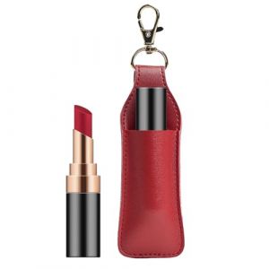 Porte-clés pour baume à lèvres – Petite pochette en cuir pour crème à lèvres | Porte-clés pour baume à lèvres | Porte-clés pour baume à lèvres pour la maison, les voyages, l'extérieur, Rouge, Refer to (zhilik, neuf)
