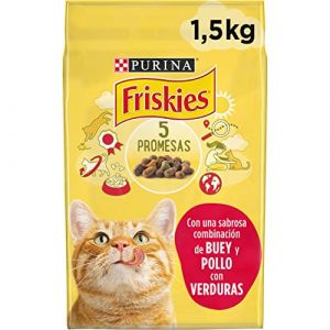 Purina - Friskies Croquettes pour Chat Adulte Bœuf, Poulet et légumes (Barakaldo Vet Shop, neuf)