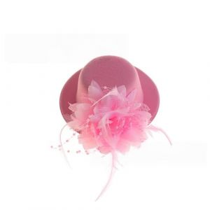 Lot de 4 mini chapeaux avec clip, petit chapeau, épingles à cheveux avec plumes et fleurs, bibi pour filles, fête à thème, carnaval, Halloween, rose (Wambere, neuf)