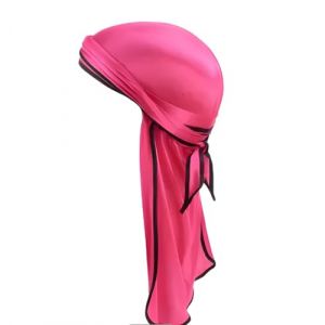 AFROCLASS - Durag satin soyeux silky, Parfait pour Les Waves, Les Tresses et Les Locs, Premium Silk du Rags pour Hommes et Femmes, Bande Longue et Large, Durag Satin Ultra Doux (Rose/Noir) (AFROCLASS, neuf)