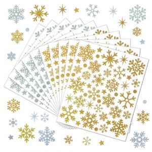DIFLAX Autocollants de No&euml;l, 440 Pi&egrave;ces Flocon Neige Autocollant, Glitter Sticker, Autocollants Scrapbooking, Bricolage No&euml;l Enfant, Autocollants D&eacute;coratifs, Pour Scrapbooking et D&eacute;coration de No&euml;l (SVF TUNDER PRICE, neuf)
