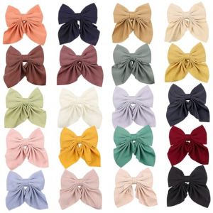 20 pi&egrave;ces d'accessoires pour cheveux pour filles, n&oelig;uds de cheveux en soie de 4, 5 pouces avec pince &agrave; bec canard, faciles &agrave; assortir et coiffer pour les f&ecirc;tes d'anniversaire, la rentr&eacute;e scola.. (HAYfdfdA, neuf)