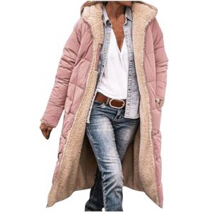 Femme Parka Hiver à Capuche Long Polaire Manches Longues Manteau de Laine Casual Parka Epaisse Chaude Slim Fit Veste en Coton Manteau Longue Militaire Couleur Unie Doudoune Chaude Matelassee (⭐⭐⭐⭐⭐KQIVAM (Arrivée dans 5-12 jours), neuf)