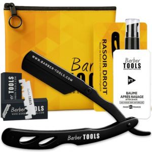Rasoir Coupe-Choux Traditionnel Homme - Rasoir de barbier 20 Lames Interchangeables &ndash; Rasage Pr&eacute;cis et Confortable &ndash; Id&eacute;al Barbe, Moustache + Baume apr&egrave;s rasage (BARBER TOOLS, neuf)