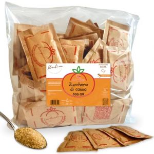 Sucre & Proverbes 20tipici - 100 Sachets de cassonade 5gr avec phrases et citations italiennes (500GR/100 Sachets, CASSONADE) (Lagunashop, neuf)