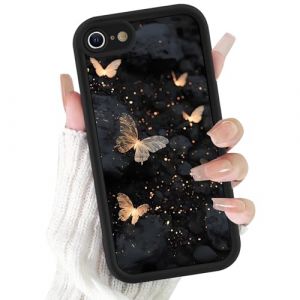 Xylota Coque pour iPhone 8/7/SE 2020/SE 2022 4,7", Aesthetic Papillon Motif &Eacute;tui Filles Femmes Case, Mince Silicone Souple TPU Bumper Housse Antichoc Protection Case Cover pour iPhone 7, Noir (AMCREST HOLDINGS, neuf)