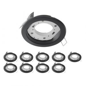ledscom.de 10 pi&egrave;ces plafonnier encastr&eacute; ZOBE, noir mat, rond, 107mm &Oslash;, 1x GX53 max. 25W (LEDs Com GmbH, neuf)