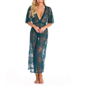 Chemise de nuit sexy transparente en maille, robe kimono transparente pour femme, robe longue en dentelle, couverture de bikini robe de plage sexy en maille, robe de chambre nuisette sexy en dentelle (iShang Direct, neuf)