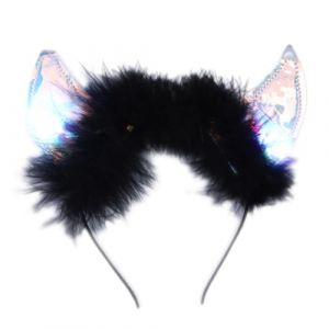 Watreketal Serre Tete,Bandeau de cheveux en corne d'Halloween avec bandeaux lumineux Cornes de vache pour déguisement Cerceau de cheveux d'événement (Xuanlang Trading, neuf)