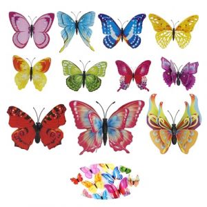 EuAcesry Papillon Decoration, 24 Pcs Papillons Decoratifs 3D, Deco Chambre Fille, Papillon Decoration Murale Stickers pour Fête, Chambre, la Décoration de Gâteau, pour Filles et Garçons (MoChenYun, neuf)