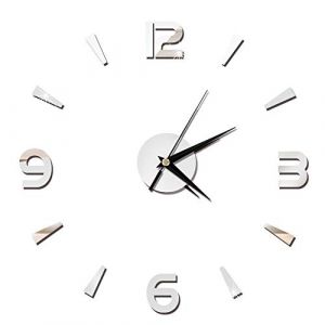 Horloge Murale, Autocollant d'horloge Murale Adhesive, Horloge Murale Design Moderne, Modern DIY Horloge Murale sans Cadre et muette, pour la décoration de la Bureau à Domicile du Salon(Argent) (Tyenaza, neuf)