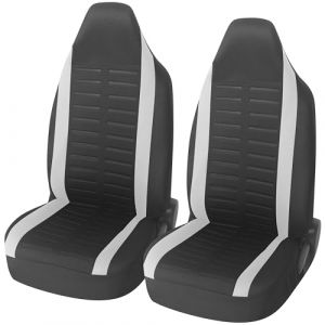 upgrade4cars Housses de Siège de Voiture Avant Appui Tête Intégré Universelle Noir Blanc | Housse de Sieges Auto Universel pour Conducteur et Passager (upgrade4cars, neuf)