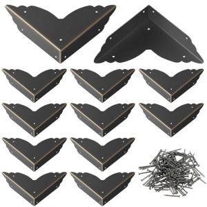 Gudui Lot de 12 protections d'angle en m&eacute;tal bronze vintage pour meubles - Protection d'angle de table antique - D&eacute;coration pour bo&icirc;te &agrave; bijoux, bureau, armoire (HAPPYSALE, neuf)