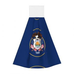 Serviette à suspendre en polaire corail pour enfants et adultes, serviette de salle de bain et cuisine, serviette de cuisine super absorbante, drapeau de l'Utah (yangxiqiangbaihuo, neuf)