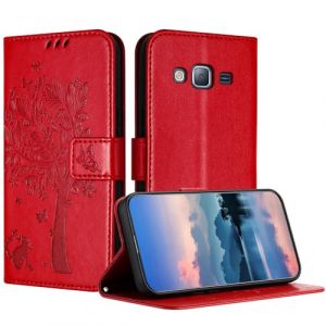 JayModCase Coque pour Samsung Galaxy J3 2016/ J310, Coque Portefeuille Housse Cuir avec Porte Cartes et b&eacute;quille Fermeture magn&eacute;tique &Eacute;tui pour Samsung J3 2016 - Rouge (HXM STORE - EU, neuf)