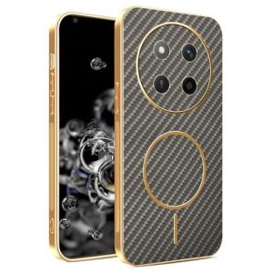YUEQIAN Coque Magn&eacute;tique pour Honor Magic 7 Lite 5G (Magic7 Lite) / X9c, [Compatible avec la Chargement sans Fil] Tr&egrave;s Mince Fibre de Carbone &Eacute;tui, Doux Silicone Militaire Antichoc Housse. Marron (YUEQIAN-EU, neuf)