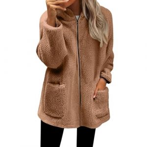 Cocila Veste Polaire Pour Femme Fermeture &eacute;Clair Int&eacute;Grale Douce L&eacute;G&egrave;Re Manches Longues Capuche Avec Poches 2025 Manteau Cintr&eacute;E Khaki L Veste En Jeans Femmes Noir En Cuir Femmes Chic (CHOHJIA, neuf)