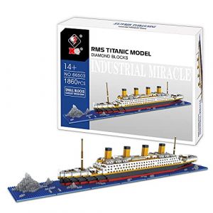 Maquette Titanic, 1860 Pi&egrave;ces Kit de mod&egrave;le de Bateau de croisi&egrave;re Titanic, Bateau de Croisi&egrave;re Jeu de Construction, Mini Nano Blocs Cadeau pour Adultes et Enfants, Non Compatible avec Lego Technic (Tirff, neuf)