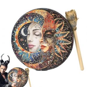 Tambour chamanique créatif fait à la main, tambour totem fait à la main, tambour totem fait à la main, tambour à main avec de tambour pour musique chamanique 25,4 cm (ziokuga, neuf)