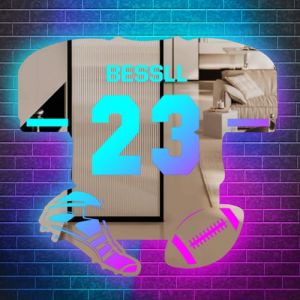 ASD Jewelry Lampe n&eacute;on LED personnalis&eacute;e en jersey pour mur, d&eacute;coration murale, cadeau d'anniversaire pour fan de rugby, d&eacute;coration de chambre d'enfant (Yuermen, neuf)