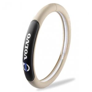 Couvre Volant Voiture pour Volvo XC60 I 2008-2013, Accessoire de Voiture Respirant Housse de Protection de Volant Style Sport,Beige (DATONGSHIYUNGANGQUSUFENBAIHUODIANGERENDUZI, neuf)