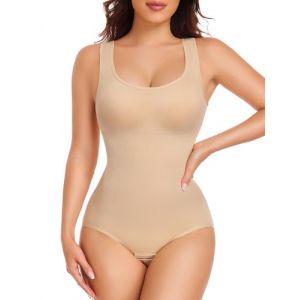 UMIPUBO Body Gaine Minceur Femme Ventre Plat Gainant Amincissante Bodysculpt Invisible Sculptant Shapewear Bodysuit Col U Minceur avec Coussinets Amovibles D&eacute;bardeur Gainant (Peau, XXL) (Bukely, neuf)
