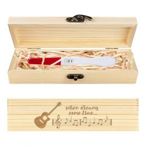 CHGCRAFT Bo&icirc;te Souvenir de Test de Grossesse Bo&icirc;te &agrave; Musique en Bois pour Guitare Bo&icirc;te &agrave; Cadeaux D'Annonce de Grossesse avec Ruban Raphia et Cadenas Cadeaux D'Annonce pour Papa et Mari 8x2x1.2 pouce (CHGCRAFT FR, neuf)