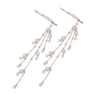 BRIGHTFUFU 2 pièces Épingles Cheveux Vintage avec Perles et Pampilles Accessoires Chignons Élégants pour Femmes Bijoux Tête Oriental pour Cérémonie et Mariage (weras, neuf)