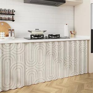 Liveinu Rideaux Armoire pour Armoire de Cuisine, Salle de Bain, Rideau Anti-poussi&egrave;re pour &eacute;tag&egrave;res, Rideaux sous l'&eacute;vier, Installation Crochet et Boucle, Beige 5, 70x50cm (istaZ EU, neuf)