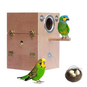 Nid d'élevage d'oiseaux en bois – Nichoir en bois naturel, abri pour oiseaux intérieur et extérieur | Nichoir en bois durable, cage d'élevage pour volière de jardin, petits oiseaux de balcon, perroque (xijiw, neuf)