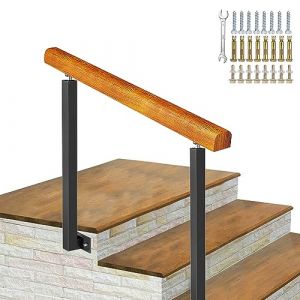 Rampe d'escalier pour parois lat&eacute;rales de Marche ext&eacute;rieures, Piquet de Main Courante r&eacute;glable en Fer forg&eacute; pour 2 ou 3 marches Garde-Corps de Transition pour marches en Bois Kit de Support (Mei Ma-DE Sao Wo cplm, neuf)