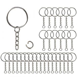 Redamancy 60 Pcs Anneaux Porte Clé, Kit Porte Clé, (30 Pièces Anneaux de Saut Ouverts+30 Pièces Porte Clef), Anneau Porte Clé Avec Chainette, pour Porte Clés et Loisirs Créatifs, Bricolage Bijoux (Pulangke-EU, neuf)