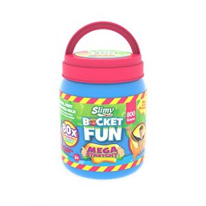 Slimy Bucket Fun Masse de jeu Mega Slime originale 800 g pour enfants avec du slime dans un seau extra large, pâte de jeu élastique, cadeau pour enfants (à partir de 3 ans), couleur : bleu (TackToys, neuf)