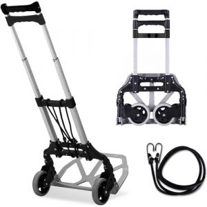 Chariot à Plateforme, MAXBROTHERS Chariot Pliant avec poignée télescopique et Roue en Caoutchouc rotative à 360, degrés pour Les Bagages, Shopping, Voyage, déménagement et Bureau (TPR-Wheels) (Leili Trading Co., Ltd., neuf)