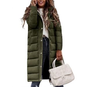 Vancavoo Manteau Femme Hiver Doudoune Long Blouson Matelass&eacute;e L&eacute;g&egrave;re Manteaux &agrave; Capuche Chaud Veste Zipp&eacute; Parka Jacket,Vert Arm&eacute;e,L (XT-Direct, neuf)