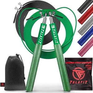 Corde &agrave; sauter professionnelle Crossfit TALAFIT | Corde &agrave; sauter fitness r&eacute;glable | Corde &agrave; sauter | Corde &agrave; sauter | Corde &agrave; sauter avec roulement &agrave; billes &agrave; grande vitesse | Sac inclus (noir) (vert) (Cano Shop S.L., neuf)